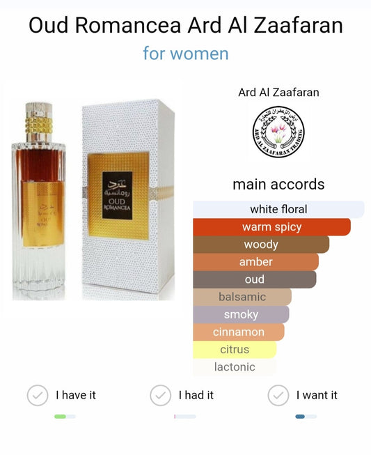 Oud Romancea Eau de Parfum 100ml Ard al Zaafaran