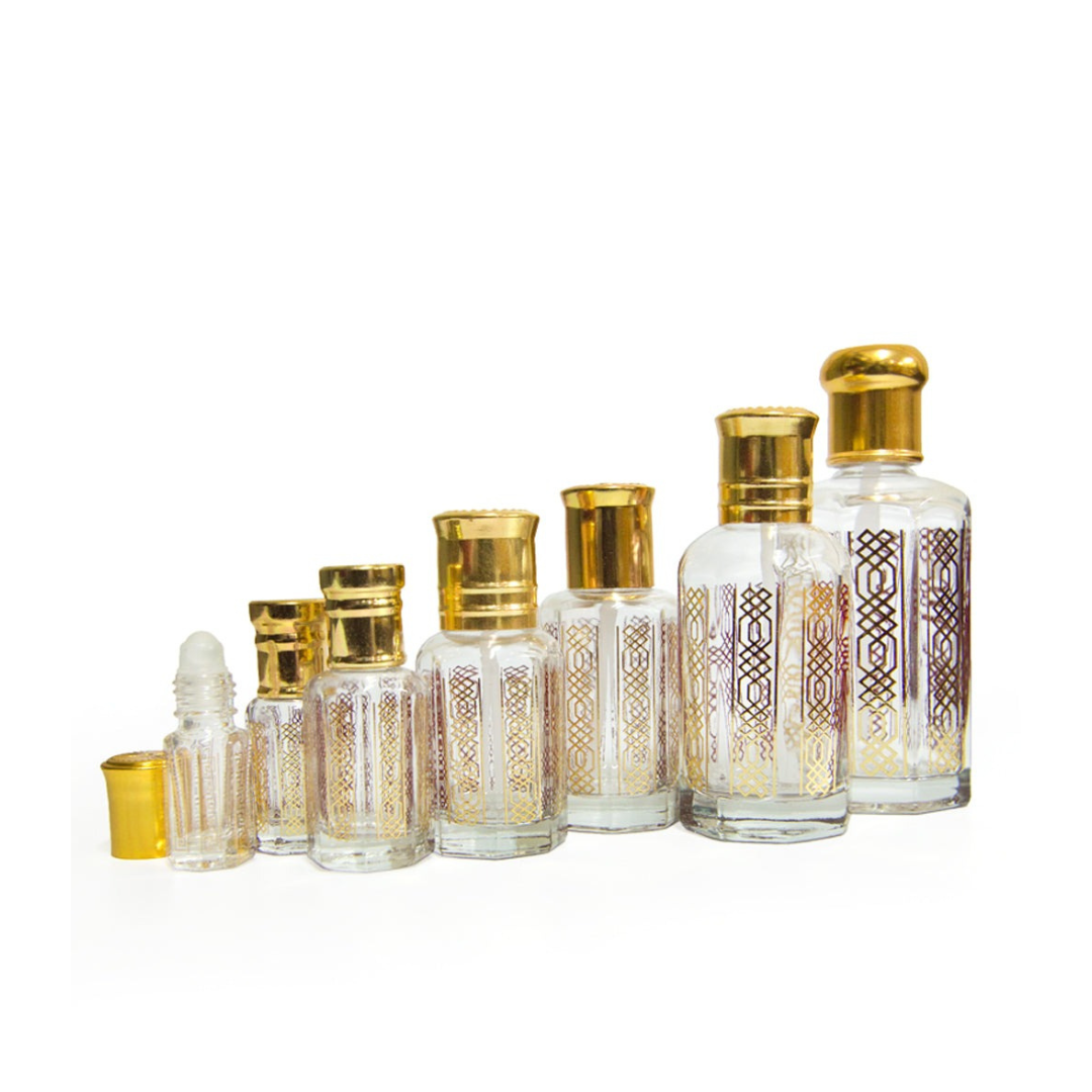 Designer Empty Attar Bottle Glass for Perfume Oil Plain x12