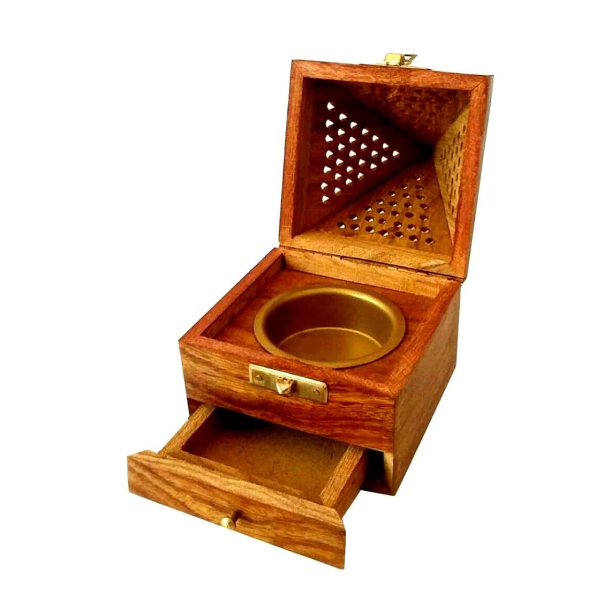 Large Pyramid Wooden Bakhoor Burner Handcrafted Incense Burner
