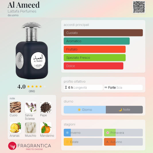 Al Ameed Silver Eau de Parfum 100ml Lattafa Pride