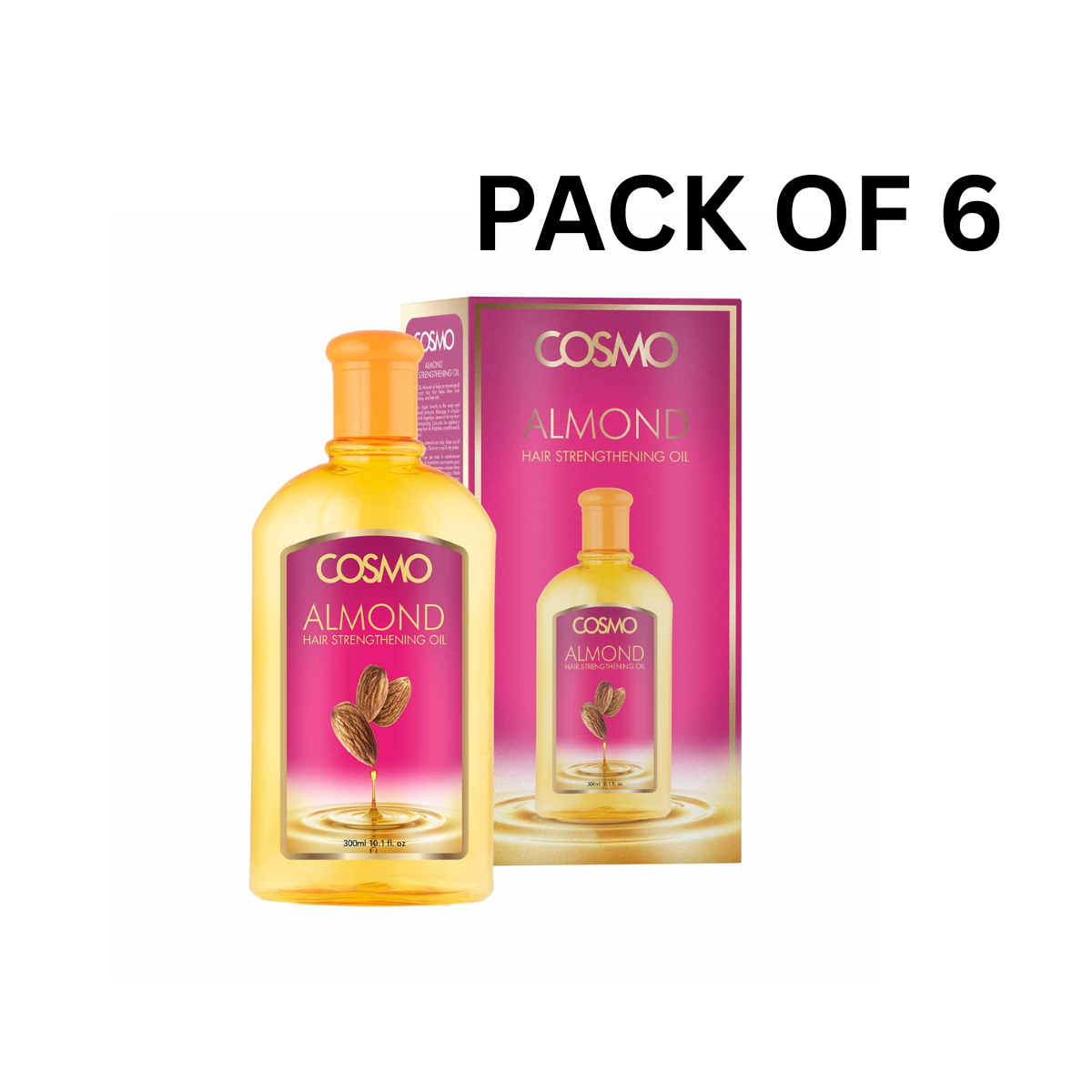 Cosmo Almond Hair Oil 300ml Nourishing Hair Oil with Pure Almond Oil x6