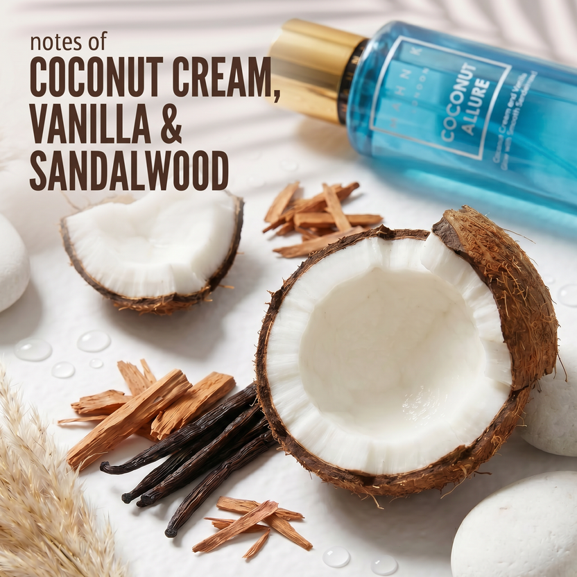 Coconut Allure Body Fragrance Mist 250ml Creamy Coconut Warm Vanilla Sandalwood