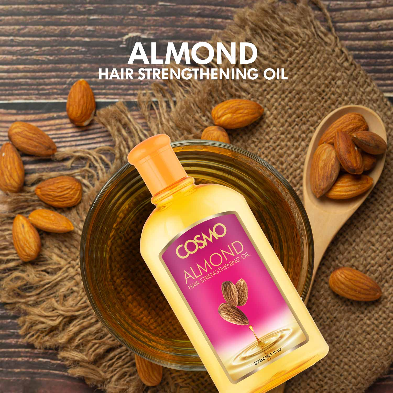 Cosmo Almond Hair Oil 300ml Nourishing Hair Oil with Pure Almond Oil x6