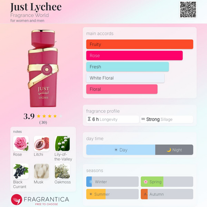 Just Lychee Eau de Parfum 100ml Fragrance World