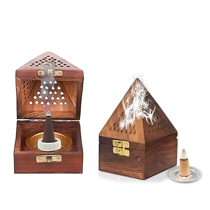 Large Pyramid Wooden Bakhoor Burner Handcrafted Incense Burner