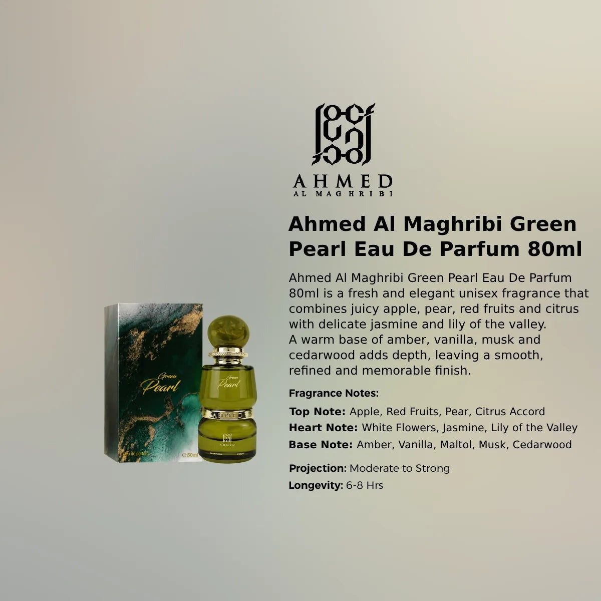 Green Pearl 80ml Eau de Parfum Ahmed Al Maghribi