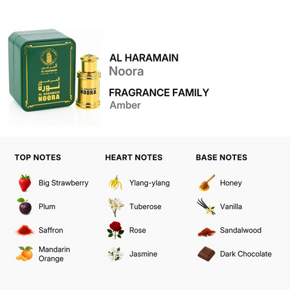 Noora 12ml Attar Perfume Oi Al Haramain Fruity Spicy Woody Floral