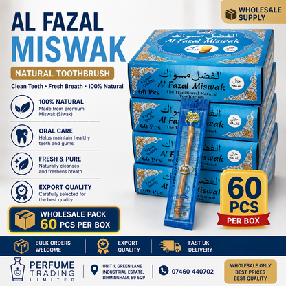 Al Fazal Miswak Sticks Box of 60pcs  Miswaq (Vacuum Sealed)