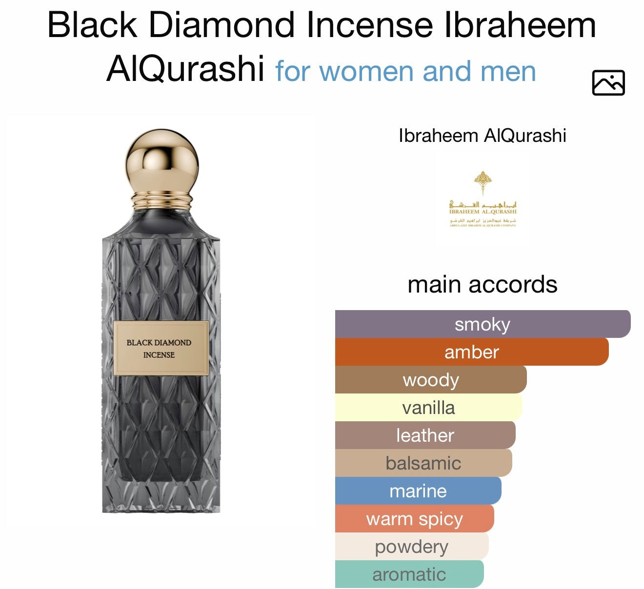 Black Diamond Incense Eau de Parfum 150ml Ibrahim Al Qurashi