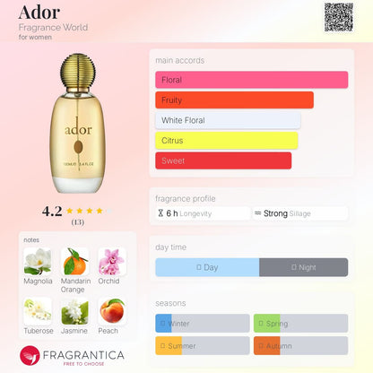 Ador Eau de Parfum 100ml Fragrance World