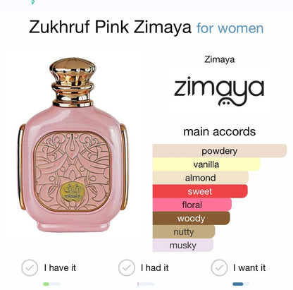 Zukhruf Pink Eau de Parfum 100ml Zimaya