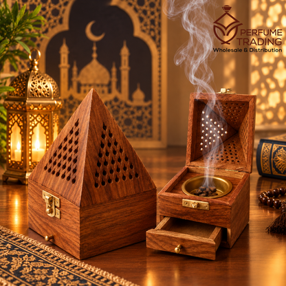 Large Pyramid Wooden Bakhoor Burner Handcrafted Incense Burner