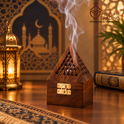 Small Pyramid Wooden Bakhoor Burner Handcrafted Incense Burner