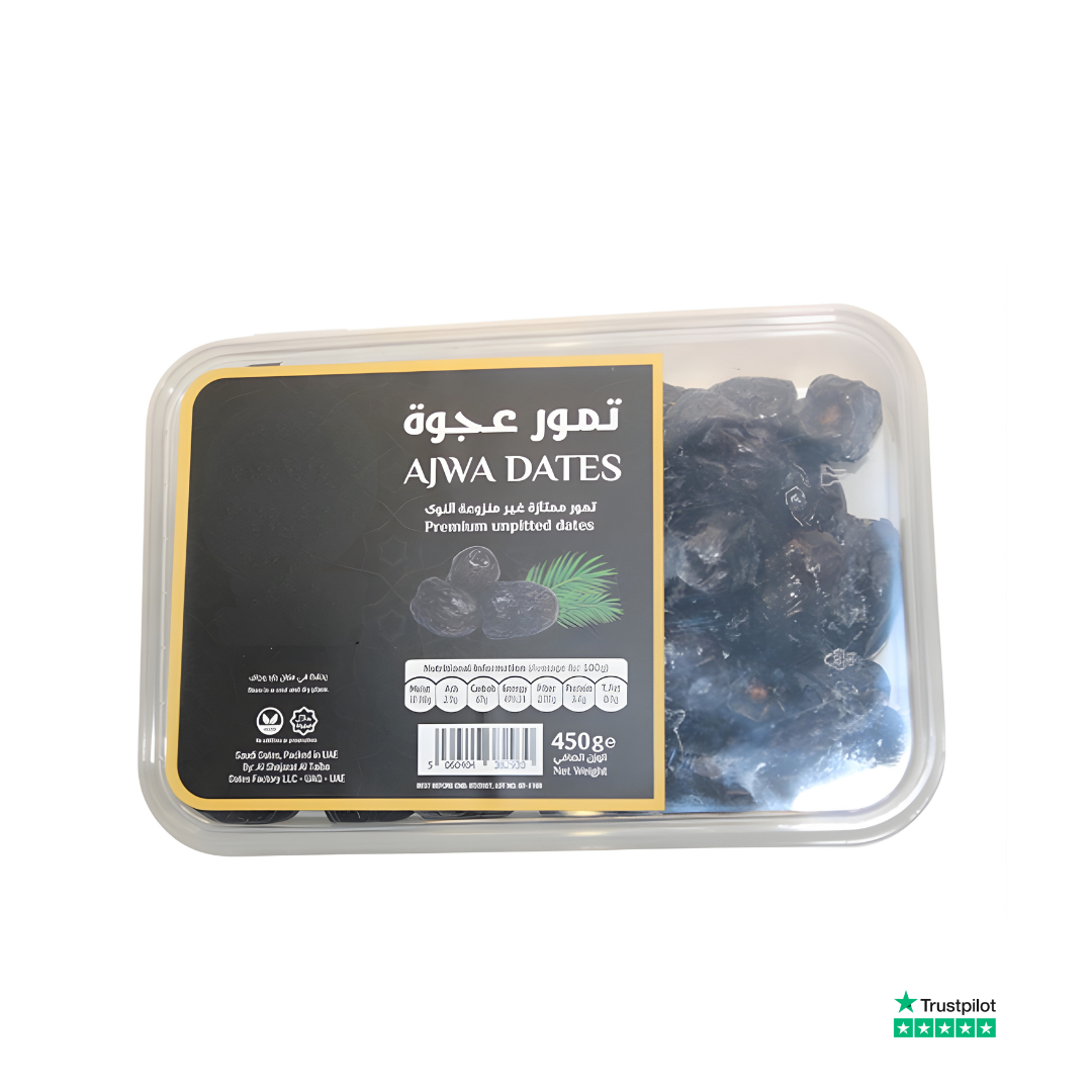 ajwa dates Premium Ajwa Al-Madina Dates (The King of Dates) 450g Box - Image 1