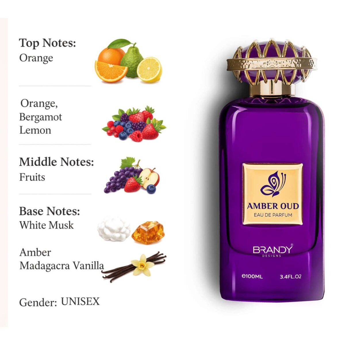 Amber Oud Eau de Parfum 100ml Brandy Designs - Image 3