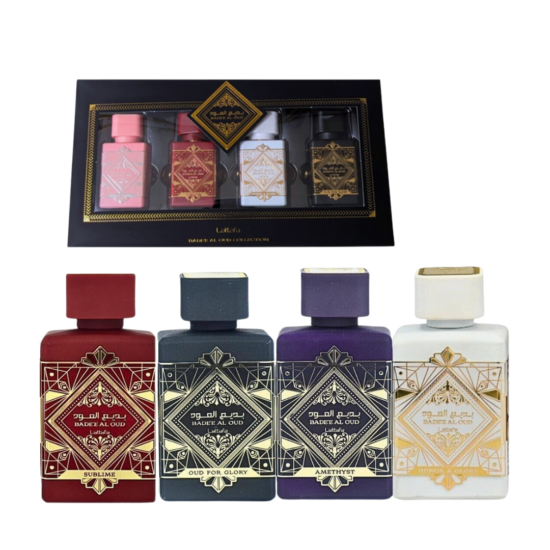 BADEE AL OUD SET 25ML (1) Badee Al Oud Collection 4x25ml Wholesale Lattafa